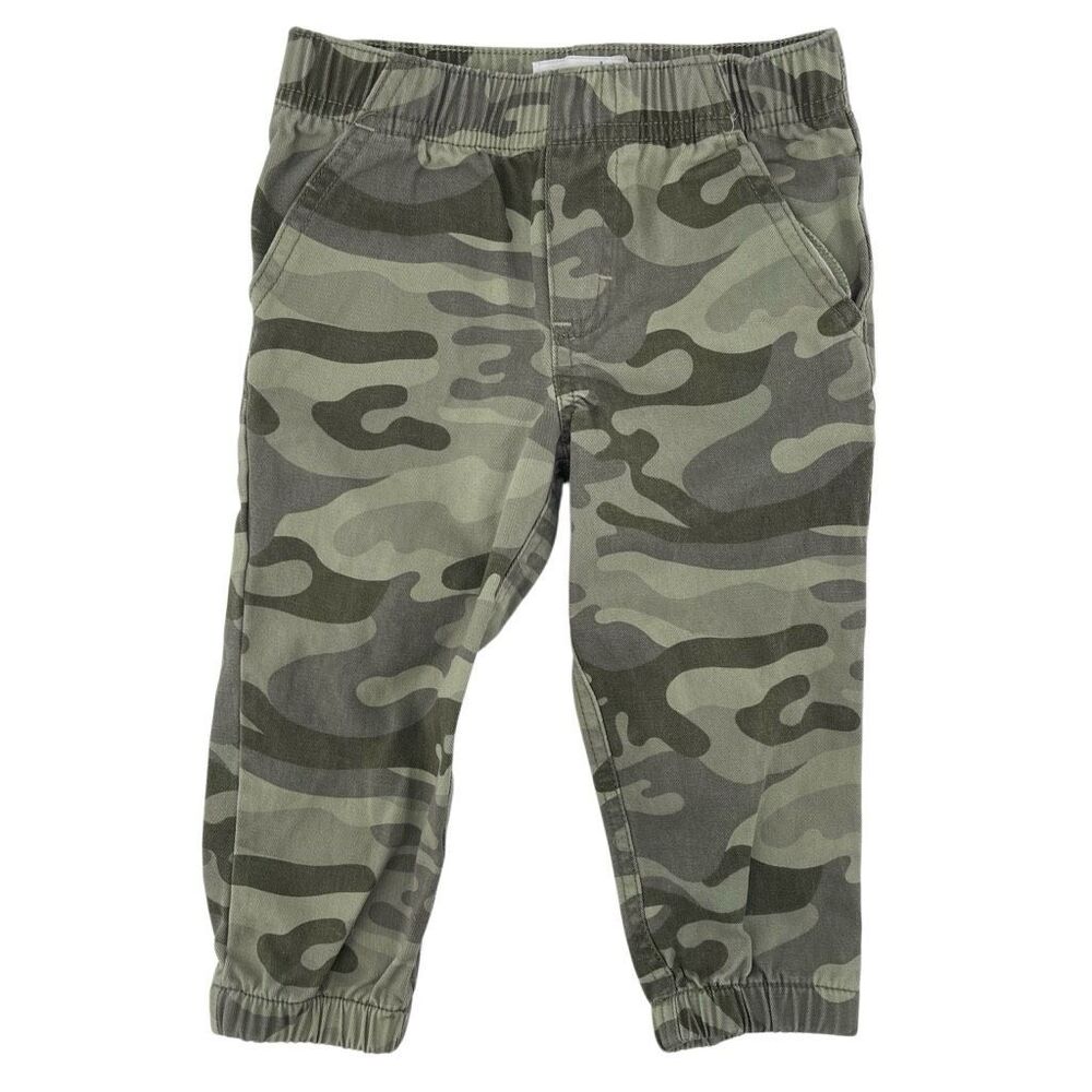 Kids Headquarters Boys Camo Jogger Pants 18M Green Camouflage Cotton Pull On - Picture 2 of 10